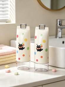 Joivida 1pc/2Pcs Portable Travel Toothbrush Holder Case, Wide Opening Toothpaste Toothbrush Storage Container, Drinking Cup With Metal Carry Clip, Cute Polka‑Dot Cat Design, For Travel Camping Home Bathroom Accessories - Multicolor - View 5