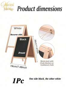 Set Of 1 Blackboard Easel, 19*30 Cm / 25*40 Cm, Double-Sided Blackboard Sign With Eraser, Wooden Tabletop Menu Board, Suitable For Tabletops, Weddings, Restaurants And Home Decor (Black And White) - 1PC - View 11