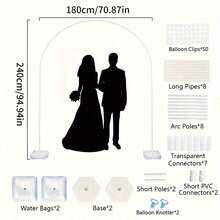 多功能四合一婚禮拱門、背景架與氣球環，適用於婚禮與戶外活動裝飾配件 - 多色 - 查看 11