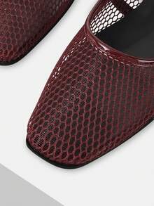 Mnmlis Women's Mesh Hollow Ballet Shoes Fall Shoes - Red - View 3