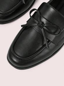 CUCCOO DOLLMOD Women's Casual Versatile Flat Loafers For Daily Commute Spring Shoes - Black butterfly pu- square head - View 4