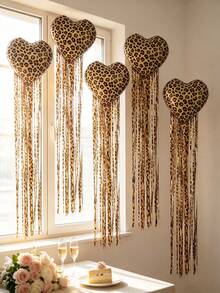 Fringe Curtain Decor Set, Perfect For Birthday Parties, Birthday Celebrations And Girl‑Themed Party Decorations. Ideal For Building Photo Booth Areas. - Leopard print love rain curtain - View 2