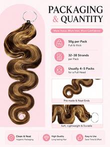 Boho Braids Highlight Brown Body Wave Unfelt Wig Feather Crochet Human Hair Extensions For Miracle Knots Soft Defined Waves Lightweight Natural Looking Easy Installation Reusable Hair Extensions 16-24 Inch - S4/27 - View 10