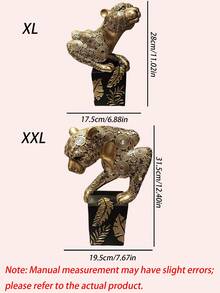 1件金色豹子樹脂雕像附裝飾黑色底座，動物雕像擺飾，奢華桌面裝飾，適用客廳、辦公室書架櫃檯桌面展示，家居藝術工藝裝飾，節日入宅禮物 - 多色 - 查看 5
