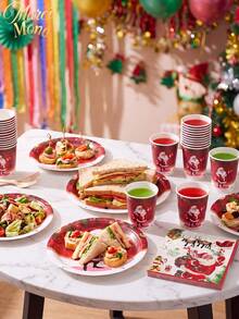 Muroi Mono 25/100 Pieces Of Disposable Party Supplies, Including Disposable Paper Plates, Napkins, Cups, Suitable For Dessert Service, Party Decorations, Various Events, And Gatherings, Including Christmas. - Style 3 - View 3
