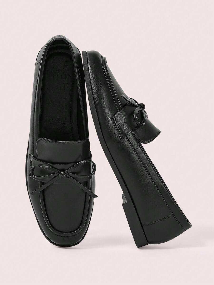 CUCCOO DOLLMOD Women's Casual Versatile Flat Loafers For Daily Commute Spring Shoes - Black butterfly pu- square head - View 1