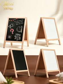 Set Of 1 Blackboard Easel, 19*30 Cm / 25*40 Cm, Double-Sided Blackboard Sign With Eraser, Wooden Tabletop Menu Board, Suitable For Tabletops, Weddings, Restaurants And Home Decor (Black And White) - 1PC - View 1