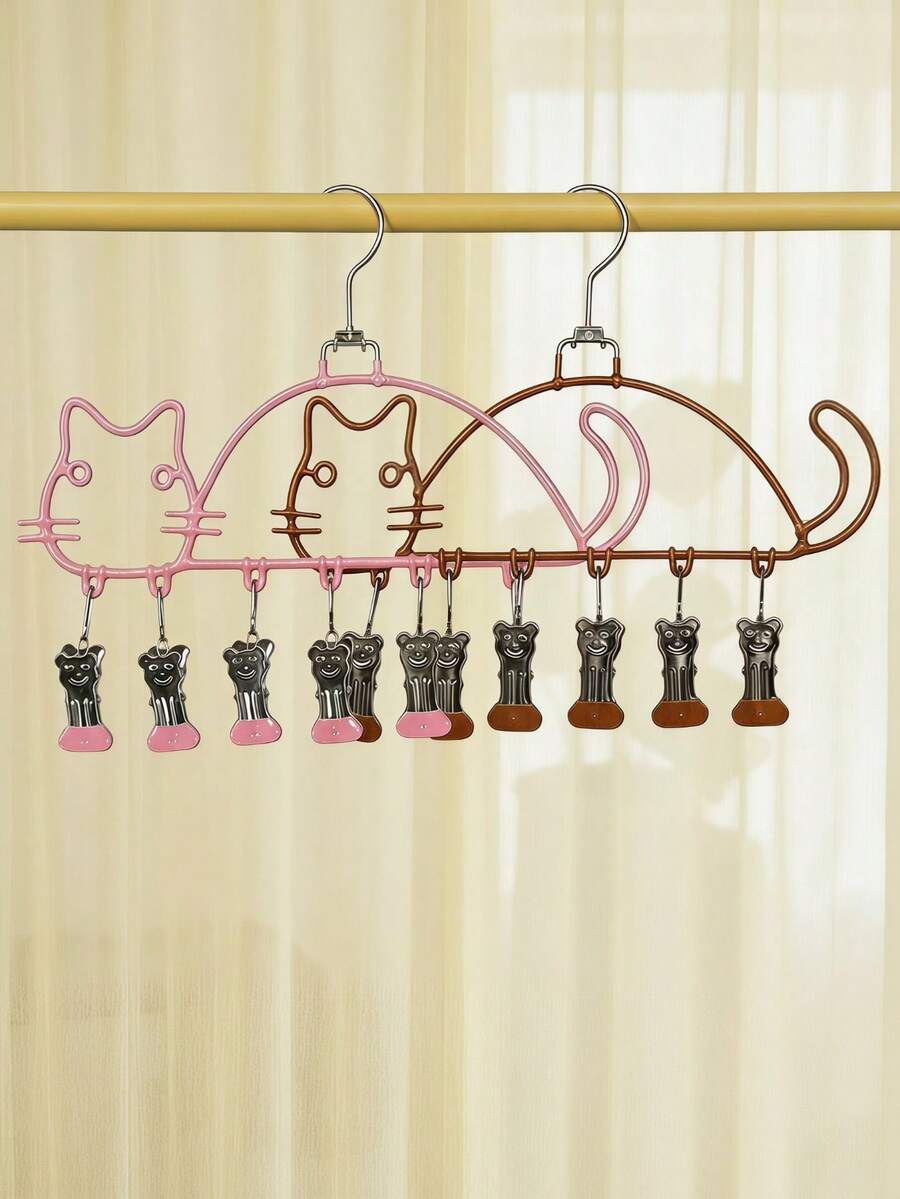 Joivida Cute Cat‑Shaped Multi‑Clip Hanging Drying Rack, Household Sock & Underwear Hanger For Student Dorm, Long‑Lasting, Wet & Dry Usable, Rust‑Resistant, Non‑Slip, Gentle To Garments, Space‑Saving Closet Organizer For Socks, Lingerie And Small Daily Wear