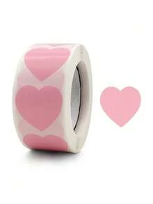 500Pcs Per Roll Pink Heart Shaped Label Stickers, Self‑Adhesive Decorative Stickers For Back To School, Note Marking, DIY Crafts & Party Decoration - Pink - View 10