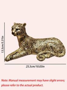 1件金色臥豹樹脂雕像，復古紋理動物雕像裝飾品，奢華桌面裝飾，適用於客廳、辦公室、書架、櫥櫃，家居藝術手工裝飾，節日入宅禮物 - 多色 - 查看 3