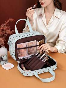 Purse With Hanging Beauty Tools For Travel, Multi-Compartment Makeup Organizer With Large 3-Layer Capacity, Foldable Wash Bag With Zipper And Mesh Side Pocket, And Makeup Brush Holder, Multi-Functional Handbag For Women For Business Trips And - Multicolor - View 2