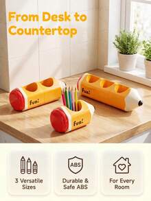 Joivida 1Pc Novelty Fun Pencil‑Shape Pen Holder, Multi‑Hole Desktop Stationery & Cosmetic Brush Storage Organizer, Durable ABS Decor Cup, Cute Table Ornament For Home Office Study Desk Decoration - Multicolor - View 12