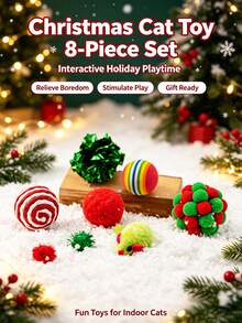 PETSIN Christmas Cat Toys Set, Interactive Kitten Toy Assortment, Indoor Cats Entertainment, Soft Crinkle Balls Mice Bite Resistant Cat Toy Pack, Holiday Xmas Gift For Small Medium Cats - Multicolor - View 15