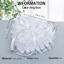 1pc Heart Shaped Portable Proposal Ring Box With Lace & Flower Trim, Wedding Ring Pillow For Flower Girl,Christmas - White - View 17