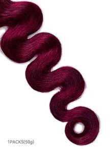 Boho Braids 酒紅色波浪捲無毛氈假髮 羽毛鉤編真人髮接髮 Miracle Knots 柔軟顯眼波浪 輕盈自然感 易安裝 可重複使用 16-24 英吋 - S99J - 查看 5
