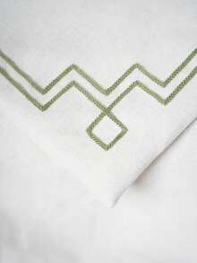 Cirelle 1件/2件裝 熱帶棕櫚樹裝飾抱枕套 橄欖綠刺繡靠墊套 帶邊飾 適用沙發床家居裝飾（不含枕芯） - 白色 - 查看 4
