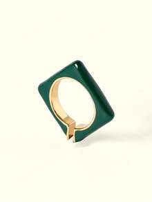Popjeli 18k Gold-Plated Macaron Drip Glaze Square Ring Retro Hong Kong Style Personalized Index Finger Ring Niche Accessories - Green Yellow Red Blue - View 10