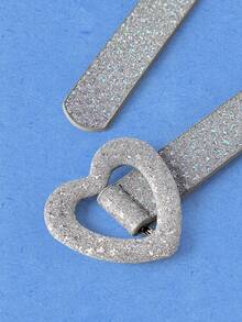 Popjeli Skinny Star Glitter Belt - Silver - View 9