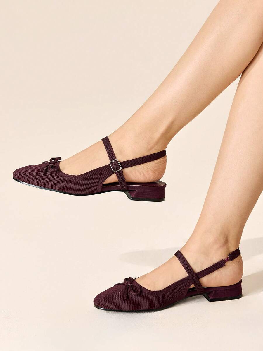CUCCOO BASICS Women's Shoes Spring, Summer And Autumn Simple Classic Woven Surface Material Round Toe Flat Sole Shoes Are Suitable For Commuting, Dating, Parties A - Burgundy - View 1