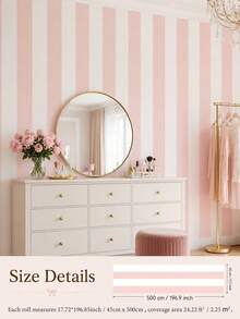 1 Roll Watercolor Stripe Peel & Stick Wallpaper, Removable PVC Wall Decor For Kids Bedroom, Nursery & Playroom, 3 Patterns, 3 Sizes - Multicolor - View 19