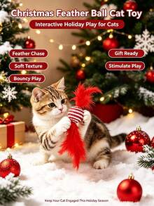 PETSIN Christmas Cat Toys Set, Interactive Kitten Toy Assortment, Indoor Cats Entertainment, Soft Crinkle Balls Mice Bite Resistant Cat Toy Pack, Holiday Xmas Gift For Small Medium Cats - Multicolor - View 9