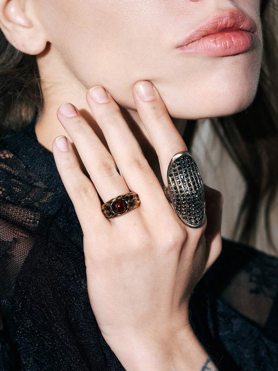Noxbound Retro Old Money Wind Joint Ring Two-Piece Combination - Ancient gold - View 1