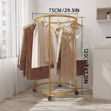 Rotating Clothes Rack With Wheels, Round Garment Storage Organizer, Clothing Display Stand For Boutique, Indoor Balcony Outdoor Hanging Clothes Drying Rack - one size fits all - View 3