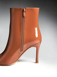 SHUZIA Women's Perfectly Pointed Toe, Vintage-Inspired Seaming & Side Zipper Kitten Heel Ankle Booties - Mocha Brown - View 5