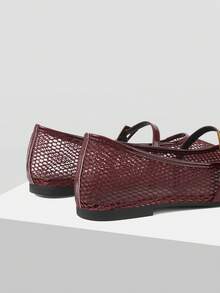Mnmlis Women's Mesh Hollow Ballet Shoes Fall Shoes - Red - View 4