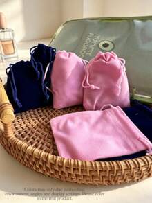 Velvet Drawstring Jewelry Pouch, Soft Gift Bag For Rings, Necklaces And Bracelets - Multicolor - View 3