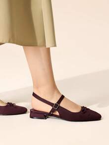 CUCCOO BASICS Women's Shoes Spring, Summer And Autumn Simple Classic Woven Surface Material Round Toe Flat Sole Shoes Are Suitable For Commuting, Dating, Parties A - Burgundy - View 8