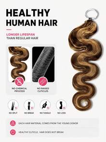Boho Braids Highlight Brown Body Wave Unfelt Wig Feather Crochet Human Hair Extensions For Miracle Knots Soft Defined Waves Lightweight Natural Looking Easy Installation Reusable Hair Extensions 16-24 Inch - S4/27 - View 12