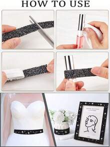 1 Roll DIY Black Self‑Adhesive Rhinestone Tape, Black AB Crystal Rhinestone Strip, Sparkling Diamond Sticker Roll For Home & Room Decor, Mirror, Vanity, Photo Frame, Craft Projects, Fabric, Car, Clothing, Bottle, Cake, Phone, Birthday, Decoration - black - View 6