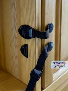 3/5Pcs Child Safety Lock, Adjustable Multi-Purpose Cloth Strap Lock For Drawers, Refrigerators, Water Dispensers, Cabinets, Anti-Pinch Finger Protection, Baby Proofing Home Essential - black - View 1