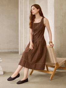 MOTF WOMEN BRAID SQUARE TOE FLATS - coffee color - View 4