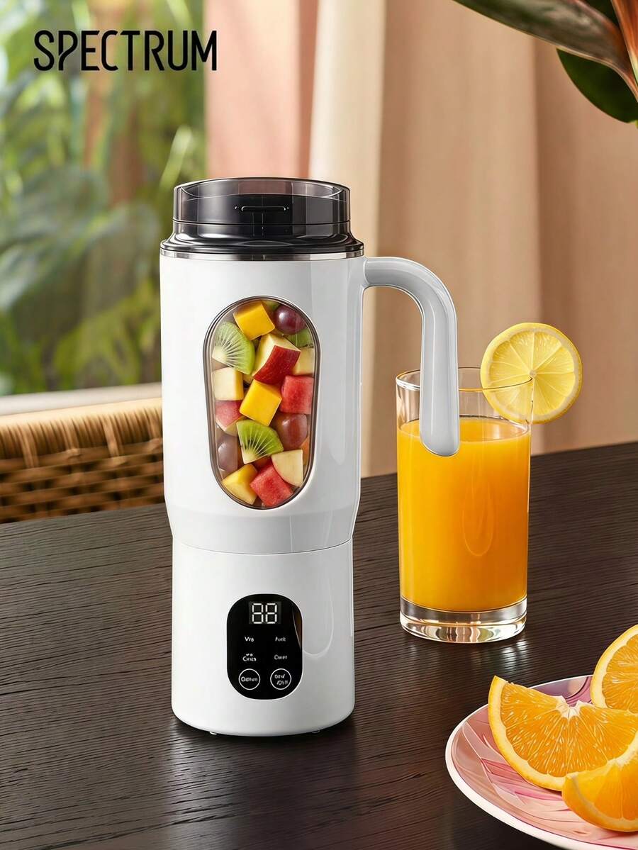 580ml 無線充電果汁機 便攜式電動攪拌杯 附 LCD 螢幕與 12 葉刀片系統,含運動蓋,適合攪拌水果、蔬菜與果昔,1300mAh - 均碼 - 查看 1