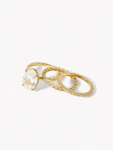 Opalesca Diamond Geometric Ring - Gold - View 6