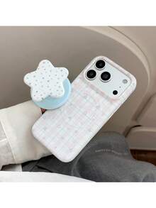 ShellaStory Sweet Dream Star Pattern + Light Star Island Magnetic Stand Star Pattern Magnetic Stand Compatible With Apple 18PM Soft Case Film Phone 16 Phone Case 15 Gentle Wind Girl, Creative, Simple Style, Fresh Style, Collage Style, Niche, Ins Style - Pink White - View 4