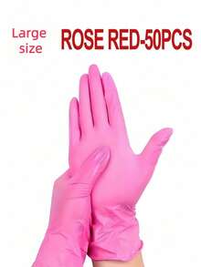 100PCS Powder Free Disposable Rose Red Nitrile Gloves For Kitchen Bathroom Bedroom Hair Salon Tattoo Studio Multi Purpose Use - Hot Pink - View 17