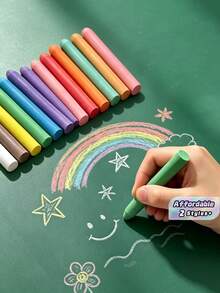 12/24 Pcs,Dustless Water-Soluble Chalk, Colorful Erasable Chalk For School, Teacher, Blackboard Use (Random Color),School Supplies,Back To School - Multicolor - View 1