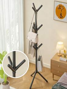 6-9 Tier Minimalist Black Freestanding Iron Garment Rack With 2 Rows Of Hooks, Modern Household Storage Organizer, Suitable For Hallways, Bedrooms And Offices - Black - View 5