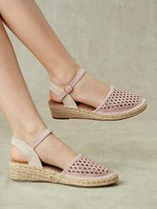 Styleloop Women's Slope Heel Round Toe Hollow Casual Beach Vacation Style Shoes Fall Shoes - Pink - View 1