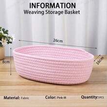 Oval Storage Basket, Solid Color, Simple Style, Living Room Desktop Snack, Fruit, Toy Storage Basket, Foyer, Bathroom Storage Box, Home Decor Basket, Holiday Gift Basket - Pink - View 25
