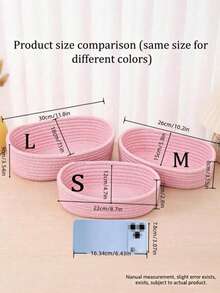 Oval Storage Basket, Solid Color, Simple Style, Living Room Desktop Snack, Fruit, Toy Storage Basket, Foyer, Bathroom Storage Box, Home Decor Basket, Holiday Gift Basket - Pink - View 3