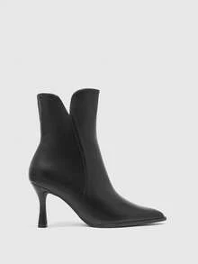 CUCCOO BIZCHIC Women's Black Short Ankle Boots With V-Pointed Toe, Fine Heel, And Versatile Design For Autumn/Winter Commuting, Dates, And Daily Wear - Black - View 8