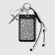 ROMWE Goth 1個復古個性化高級黑色蛇形愛心十字編繩星星卡套 明星卡套 校園卡套 鑰匙圈包包吊飾 - 黑色-199 - 查看 2