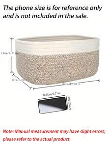 1PC Minimalist Woven Storage Basket, Boho Geometric Rattan Bin For Home & Garden Decor, Bathroom & Cosmetic Storage, Natural Wooden Plant Pot Holder, Bohemian Rope Basket For Sundries, Stationery, Office & Outdoor Use - View 4