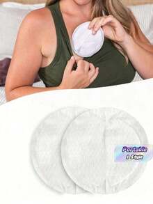 100pcs Minimalist Disposable Nursing Pads, Ultra-Thin/Lightweight Soft & Unrestricted Breast Pads/Travel/Travel Essentials/Disposable Use/Non-Woven Fabric Material/Suitable For All Skin Types/Swimming/Postpartum Essentials/Camping - View 1
