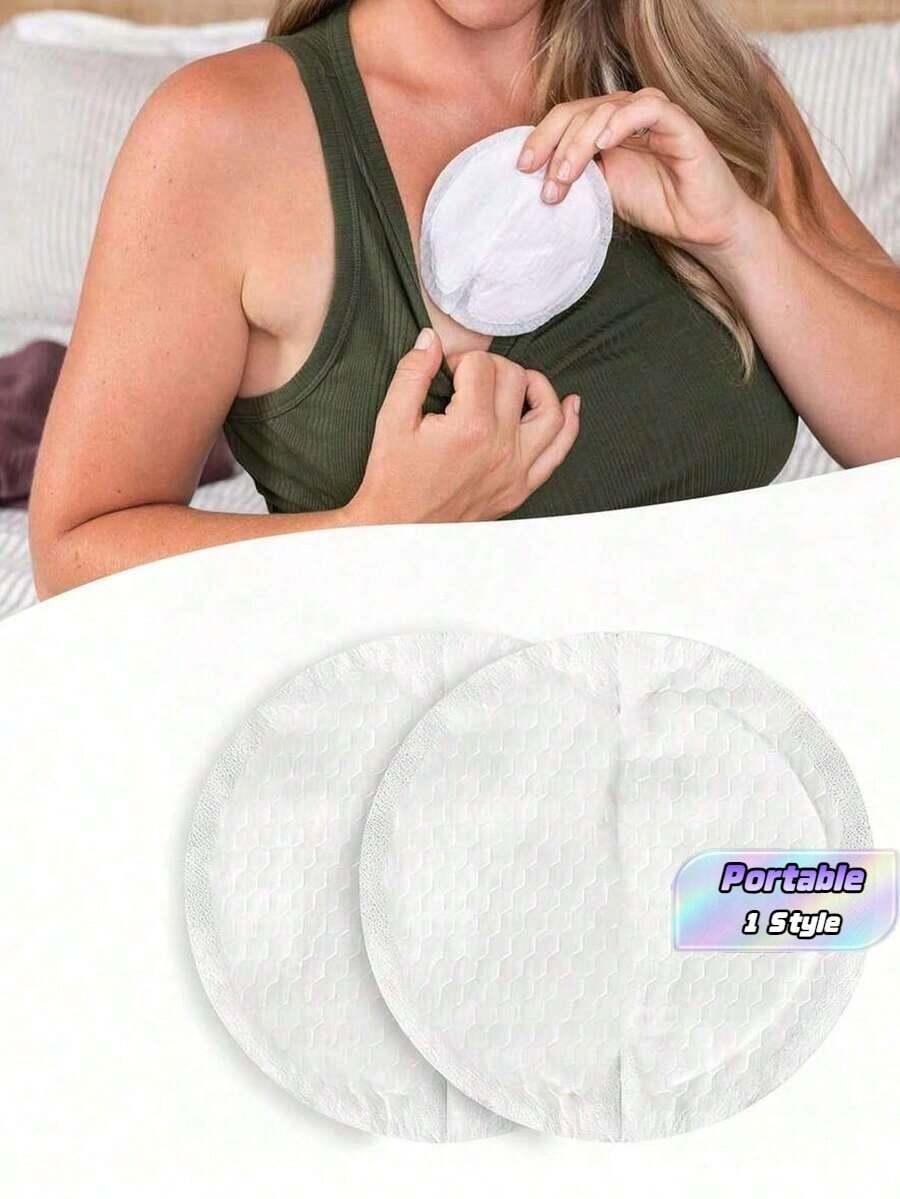 100pcs Minimalist Disposable Nursing Pads, Ultra-Thin/Lightweight Soft & Unrestricted Breast Pads/Travel/Travel Essentials/Disposable Use/Non-Woven Fabric Material/Suitable For All Skin Types/Swimming/Postpartum Essentials/Camping - View 1