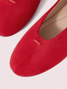 CUCCOO DOLLMOD Women's Shoes, Red, Suede Texture, Round Toe Ballet Flats, Sweet, Cute, Comfortable And Versatile. - Red - View 4